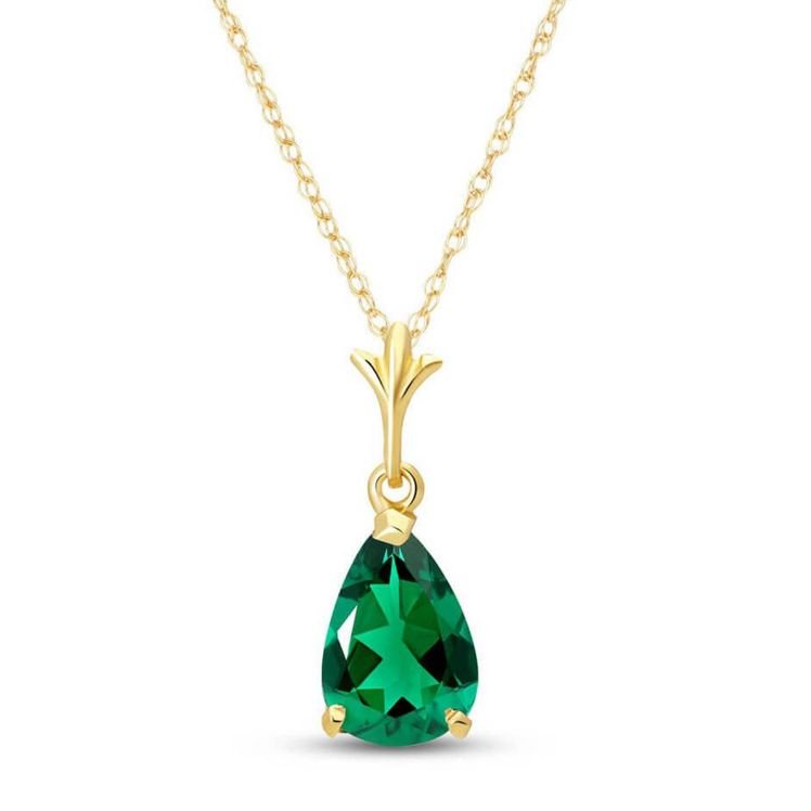Image 1 of Green Emerald Pear Cut Teardrop Ladies 14K Yellow Gold Pendant