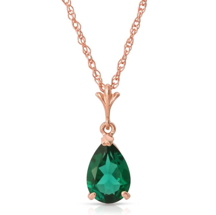 Image 1 of Green Emerald Pear Cut Teardrop Ladies 14K Rose Gold Pendant