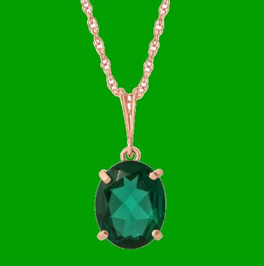 Image 0 of Green Emerald Oval Cut Ladies 14K Rose Gold Pendant