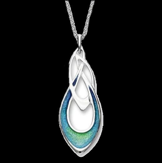 Image 0 of Aquamarine Archibald Knox Enamel Sterling Silver Pendant