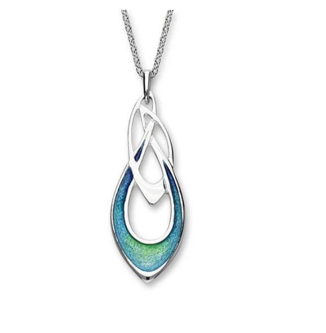 Image 1 of Aquamarine Archibald Knox Enamel Sterling Silver Pendant