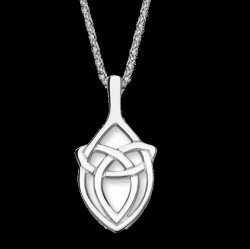Celtic Knotwork Leaf Small Sterling Silver Pendant