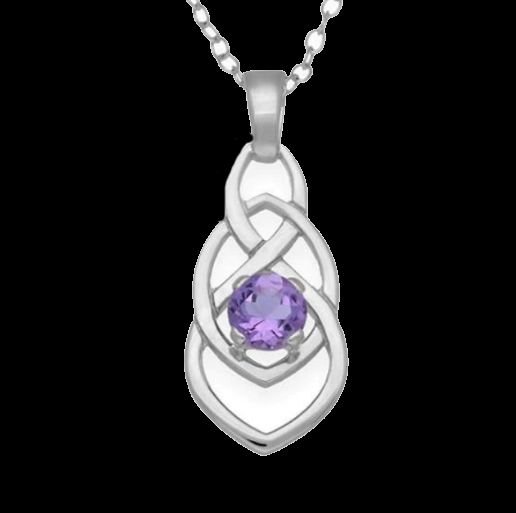 Image 0 of Cascade Celtic Knotwork Purple Amethyst Sterling Silver Pendant