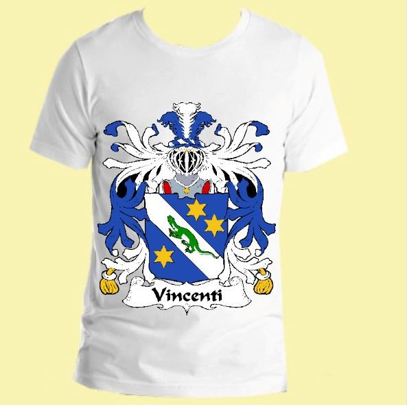 Image 0 of Vincenti Italian Coat of Arms Surname Adult Unisex Cotton T-Shirt