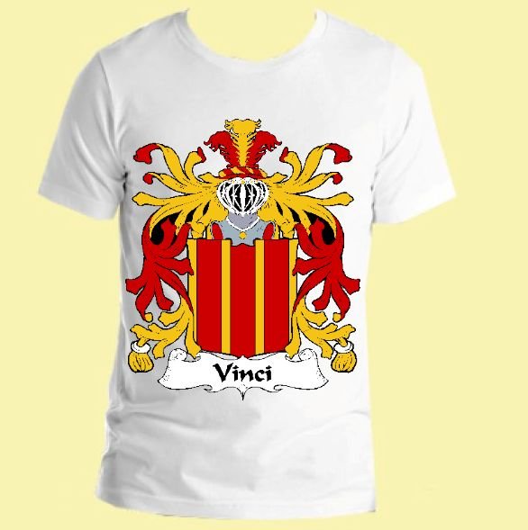 Image 0 of Vinci Italian Coat of Arms Surname Adult Unisex Cotton T-Shirt