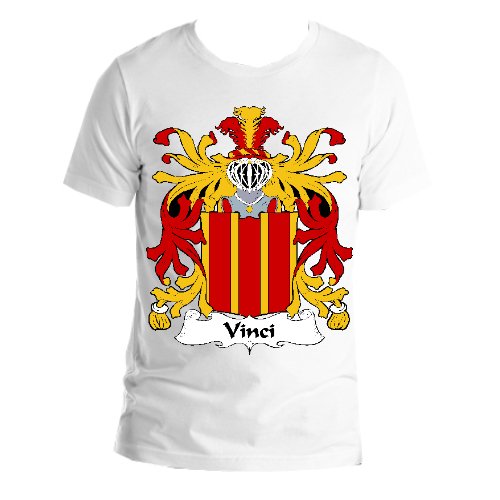 Image 1 of Vinci Italian Coat of Arms Surname Adult Unisex Cotton T-Shirt