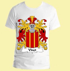 Vinci Italian Coat of Arms Surname Adult Unisex Cotton T-Shirt