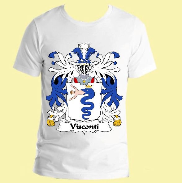Image 0 of Visconti Italian Coat of Arms Surname Adult Unisex Cotton T-Shirt