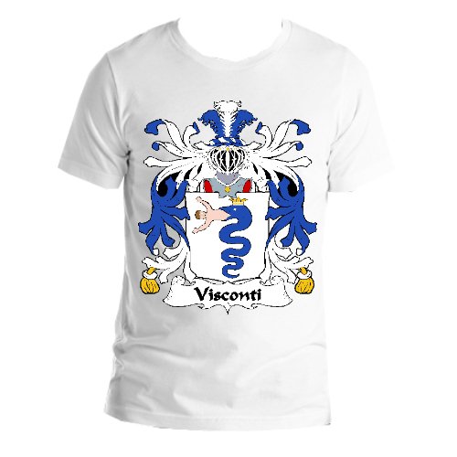 Image 1 of Visconti Italian Coat of Arms Surname Adult Unisex Cotton T-Shirt