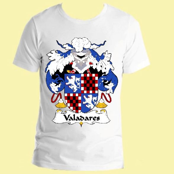 Image 0 of Valadares Spanish Coat of Arms Surname Adult Unisex Cotton T-Shirt