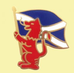 Lion Rampant And Saltire Flag Enamel Badge Lapel Pin Set x 3