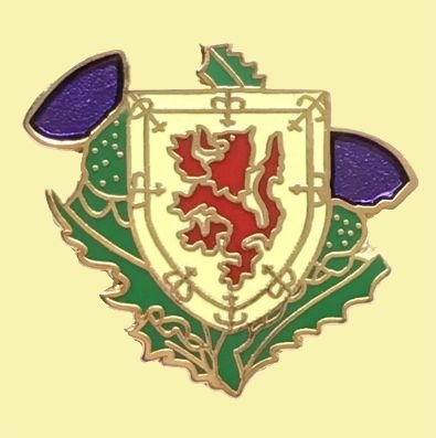 Image 0 of Lion Rampant Shield ScotlandThistle Flag Enamel Badge Lapel Pin Set x 3