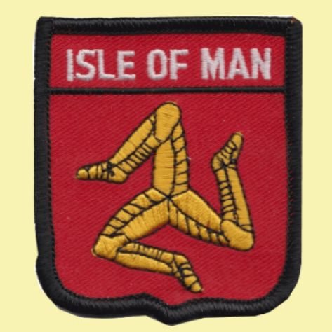 Image 0 of Isle Of Man County Flag Shield Embroidered Cloth Patch Set x 3