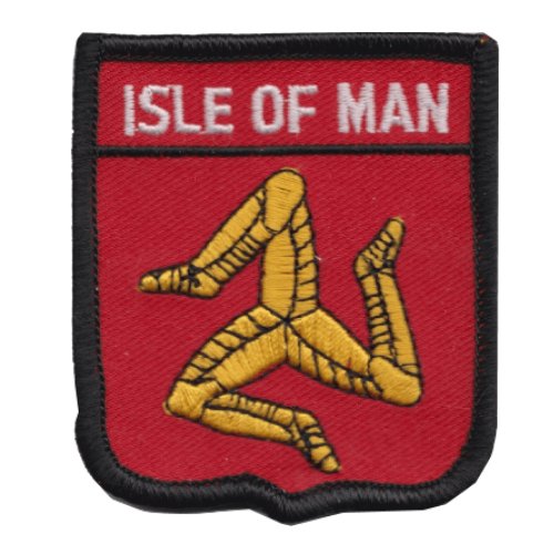 Image 1 of Isle Of Man County Flag Shield Embroidered Cloth Patch Set x 3