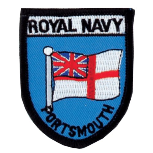 Image 1 of Portsmouth Royal Navy Flag Military Badge Embroidered Cloth Patch Set x 3