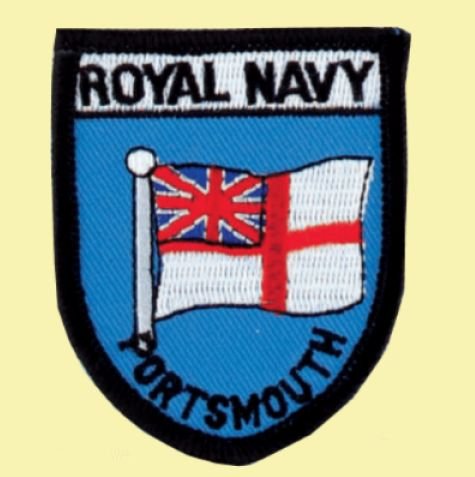 Image 0 of Portsmouth Royal Navy Flag Military Badge Embroidered Cloth Patch Set x 3