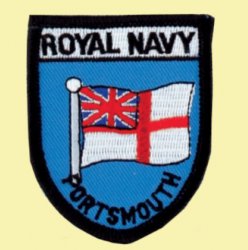 Portsmouth Royal Navy Flag Military Badge Embroidered Cloth Patch Set x 3