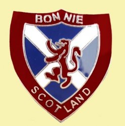 Bonnie Scotland Rampant Lion Saltire Flag Shield Enamel Badge Lapel Pin Set x 3