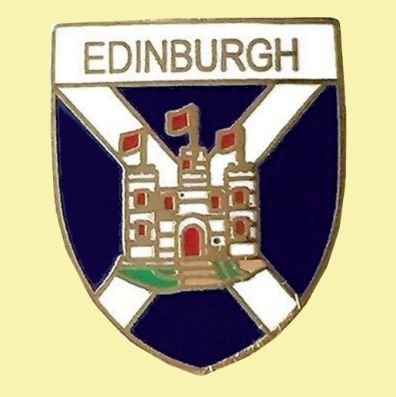 Image 0 of Edinburgh Castle Saltire Flag Shield Enamel Badge Lapel Pin Set x 3