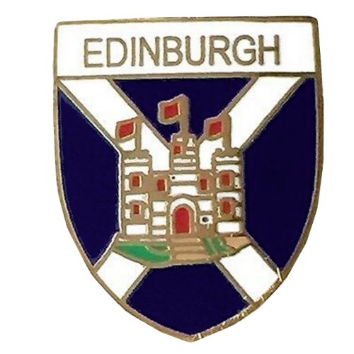 Image 1 of Edinburgh Castle Saltire Flag Shield Enamel Badge Lapel Pin Set x 3