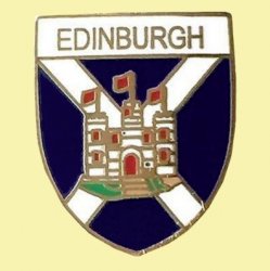 Edinburgh Castle Saltire Flag Shield Enamel Badge Lapel Pin Set x 3