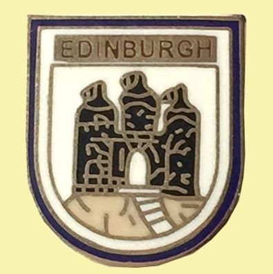 Image 0 of Edinburgh Castle Shield Enamel Badge Lapel Pin Set x 3