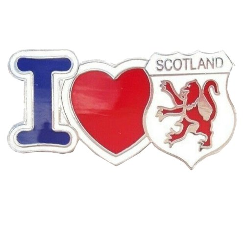 Image 1 of I Heart Scotland Lion Rampant Shield Enamel Badge Lapel Pin Set x 3