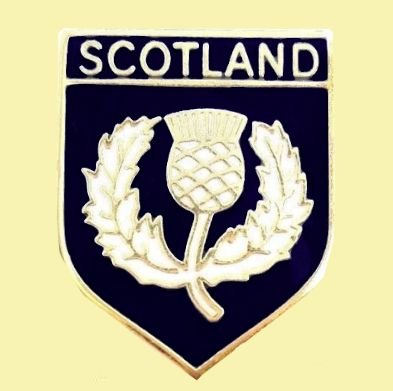 Image 0 of Scotland Thistle Flower Shield Enamel Badge Lapel Pin Set x 3