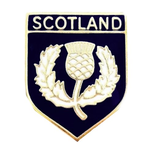 Image 1 of Scotland Thistle Flower Shield Enamel Badge Lapel Pin Set x 3
