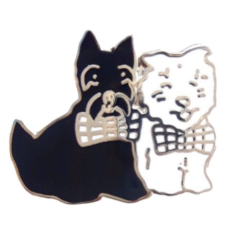 Image 1 of Black And White Scottish Dogs Enamel Badge Lapel Pin Set x 3