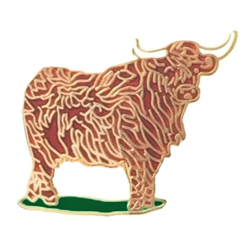 Image 1 of Muckle Coo Highland Cow Enamel Badge Lapel Pin Set x 3