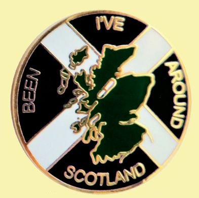 Image 0 of Ive Been Around Scotland Map Saltire Round Enamel Badge Lapel Pin Set x 3