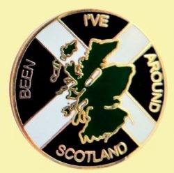 Ive Been Around Scotland Map Saltire Round Enamel Badge Lapel Pin Set x 3