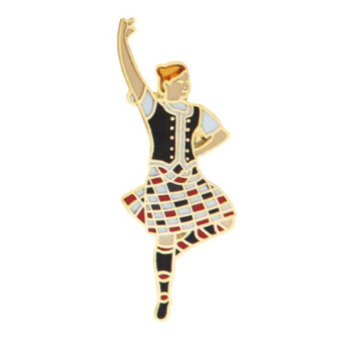 Image 1 of Highland Dancer Figure Enamel Badge Lapel Pin Set x 3