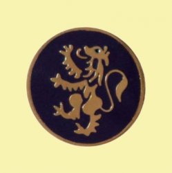 Lion Rampant Dark Blue Round Enamel Badge Lapel Pin Set x 3