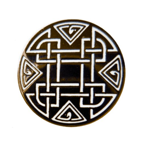 Image 1 of Celtic Cross Knotwork Round Enamel Badge Lapel Pin Set x 3