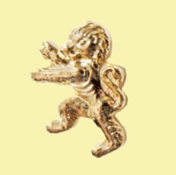 Lion Rampant Gilt Figure Small Enamel Badge Lapel Pin Set x 3