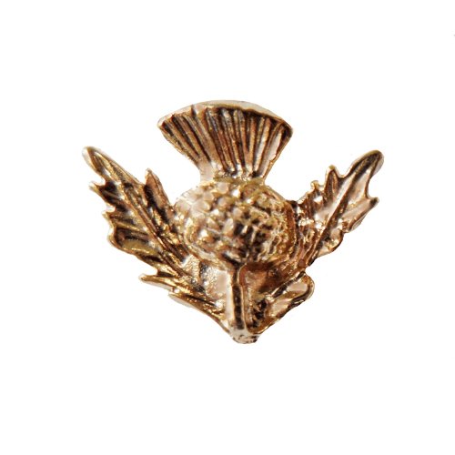 Image 1 of Thistle Flower Gilt Small Badge Lapel Pin Set x 3