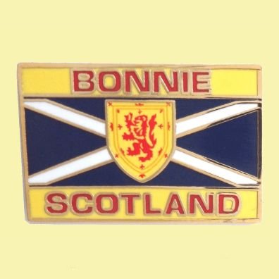 Image 0 of Bonnie Scotland Saltire Lion Rampant Shield Enamel Badge Lapel Pin Set x 3