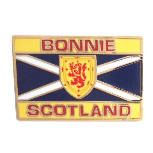 Image 1 of Bonnie Scotland Saltire Lion Rampant Shield Enamel Badge Lapel Pin Set x 3