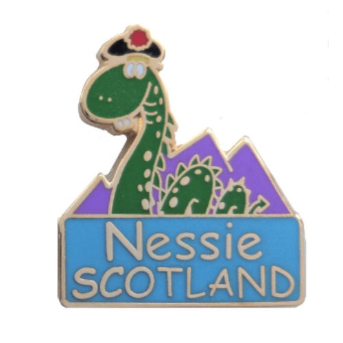 Image 1 of Nessie Scotland Loch Ness Monster Themed Enamel Badge Lapel Pin Set x 3