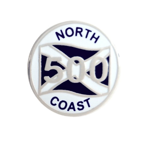 Image 1 of North Coast 500 Saltire Flag Round Enamel Badge Lapel Pin Set x 3