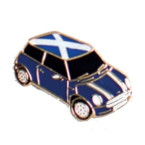 Image 1 of Mini Car Saltire Flag Roof Enamel Badge Lapel Pin Set x 3
