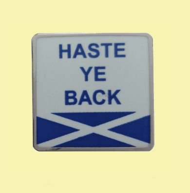 Image 0 of Haste Ye Back Saltire Flag Slang Enamel Badge Lapel Pin Set x 3