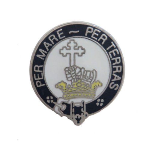 Image 1 of MacDonald Clan Blue White Enamel Round Badge Lapel Pin Set x 3