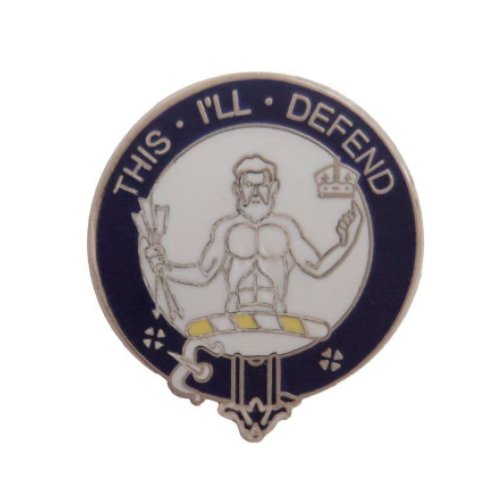 Image 1 of MacFarlane Clan Blue White Enamel Round Badge Lapel Pin Set x 3