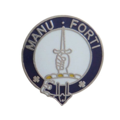 Image 1 of Mackay Clan Blue White Enamel Round Badge Lapel Pin Set x 3