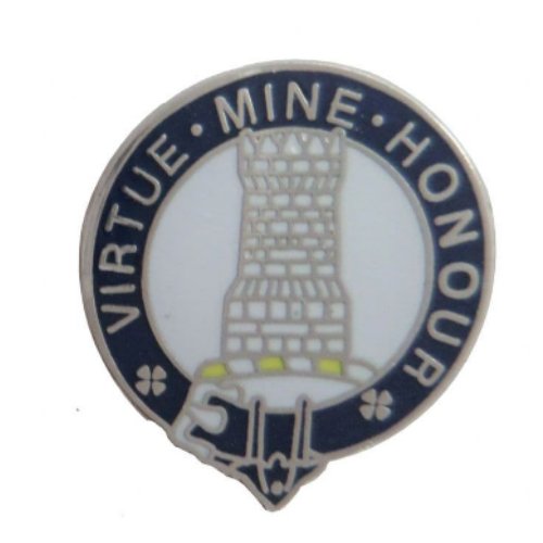 Image 1 of MacLean Clan Blue White Enamel Round Badge Lapel Pin Set x 3
