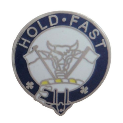 Image 1 of MacLeod Clan Blue White Enamel Round Badge Lapel Pin Set x 3