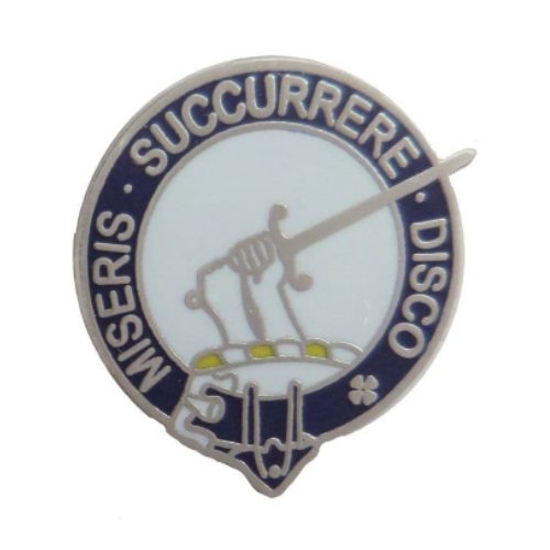 Image 1 of MacMillan Clan Blue White Enamel Round Badge Lapel Pin Set x 3